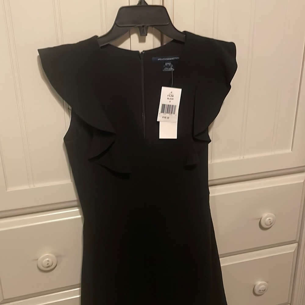 French Connection Ruffle Shoulder Sleeve Dress